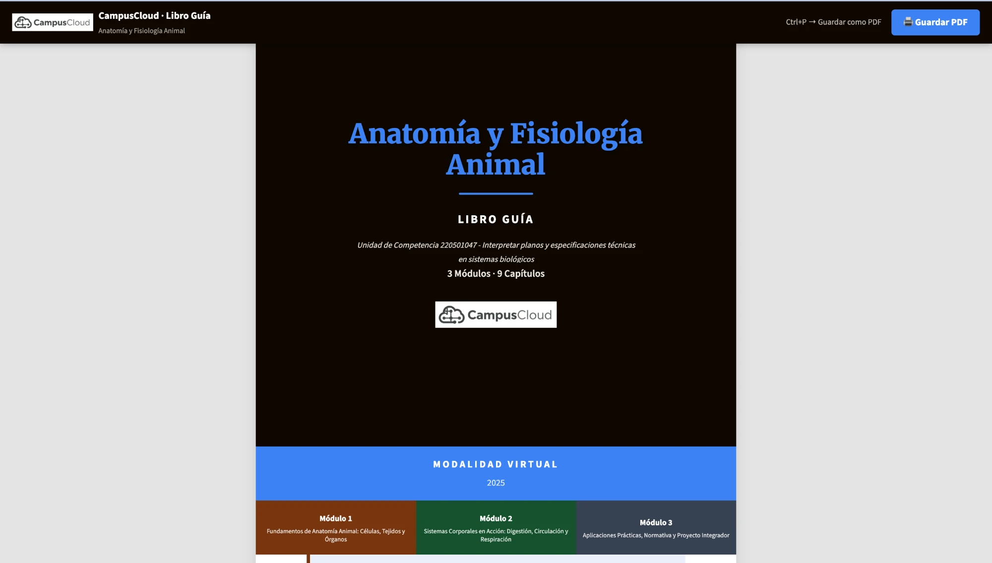Libro guía de un curso creado por Cursia
